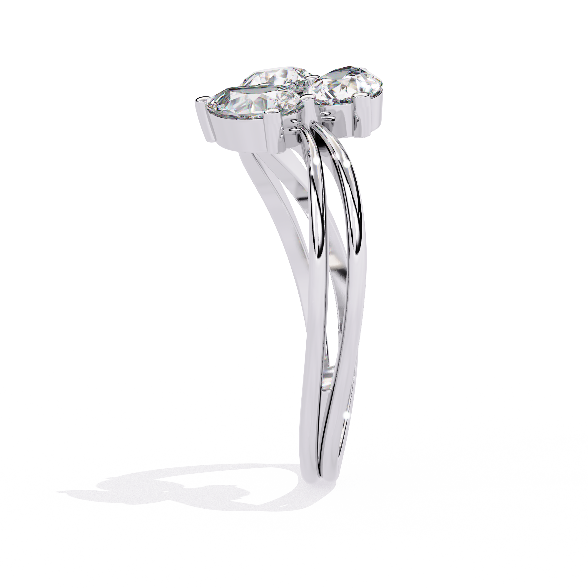 Solitairekart 1.06ct Natural Diamond Trinity Bloom Ring-HI Color, VS-SI Clarity